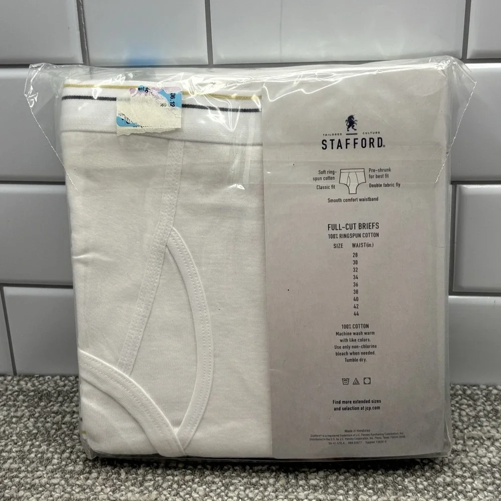 Stafford Underwear For Men White Full Cut Briefs Sz 32 Six Pair New Cotton Comfy